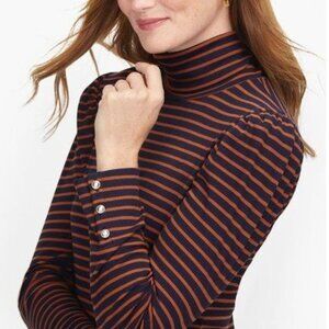 Talbots Ribbed Stripe Turtleneck /Petite